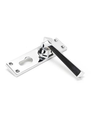 Polished Chrome Straight Lever Euro Lock Set