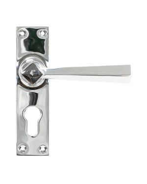 Polished Chrome Straight Lever Euro Lock Set