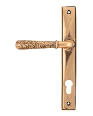 Polished Bronze Hammered Newbury Slimline Espag. Lock Set