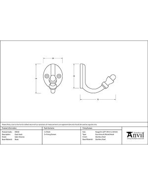 Satin Chrome Coat Hook