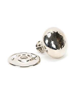Polished Nickel Hammered Mushroom Mortice/Rim Knob Set