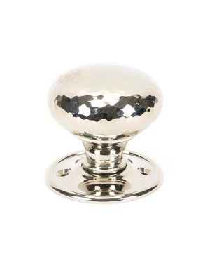 Polished Nickel Hammered Mushroom Mortice/Rim Knob Set