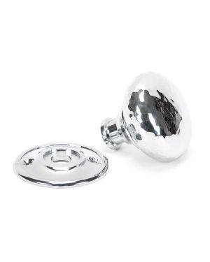 Polished Chrome Hammered Mushroom Mortice/Rim Knob Set