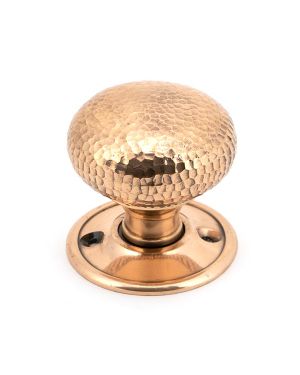 Polished Bronze Hammered Mushroom Mortice/Rim Knob Set