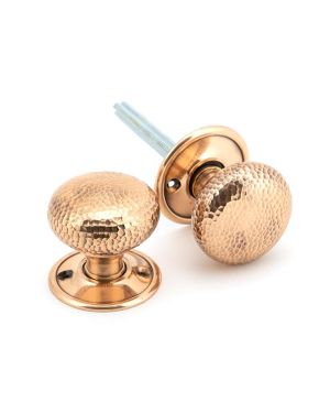Polished Bronze Hammered Mushroom Mortice/Rim Knob Set