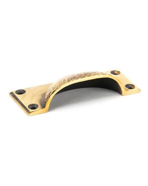 Aged Brass Hammered Art Deco Drawer Pull