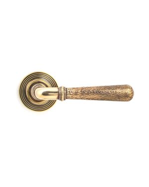 Aged Brass Hammered Newbury Lever on Rose Set (Beehive)