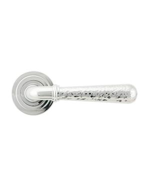 Polished Chrome Hammered Newbury Lever on Rose Set (Art Deco)