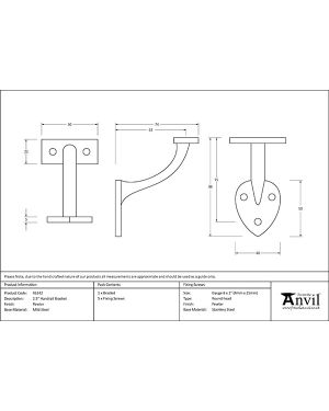 Pewter 2.5" Handrail Bracket