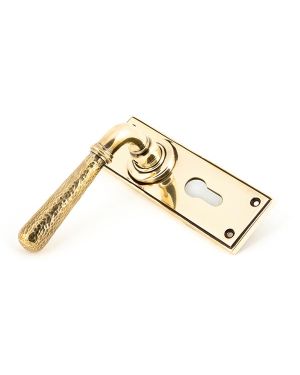 Aged Brass Hammered Newbury Lever Euro Lock Set