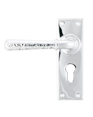 Polished Chrome Hammered Newbury Lever Euro Lock Set