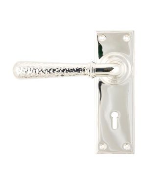 Polished Nickel Hammered Newbury Lever Lock Set
