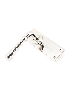 Polished Nickel Hammered Newbury Lever Euro Lock Set