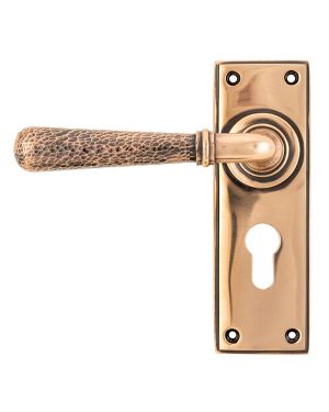 Polished Bronze Hammered Newbury Lever Euro Lock Set