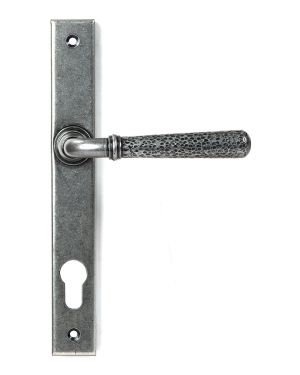 Pewter Hammered Newbury Slimline Espag. Lock Set
