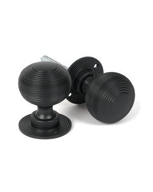 Matt Black Heavy Beehive Mortice/Rim Knob Set