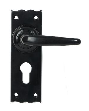 Black Oak Lever Euro Lock Set