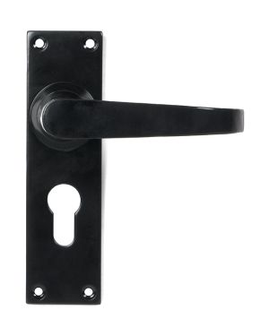Black Deluxe Lever Euro Lock Set