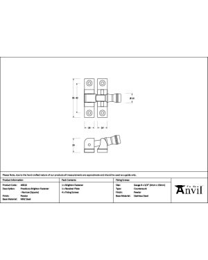 Pewter Prestbury Brighton Fastener - Narrow (Square)