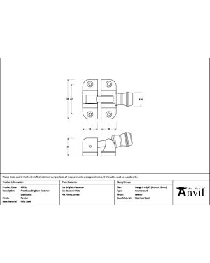 Pewter Prestbury Brighton Fastener (Radiused)