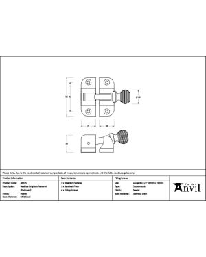 Pewter Beehive Brighton Fastener (Radiused)