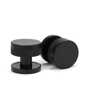 Black Brompton Mortice/Rim Knob Set (Plain)