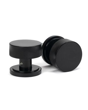 Black Brompton Mortice/Rim Knob Set (Art Deco)