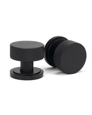 Matt Black Brompton Mortice/Rim Knob Set (Art Deco)