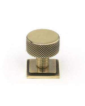 Aged Brass Brompton Cabinet Knob - 25mm (Square)