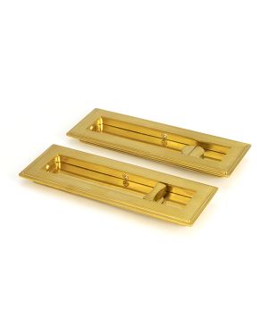 Polished Brass 175mm Art Deco Rectangular Pull - Privacy Set