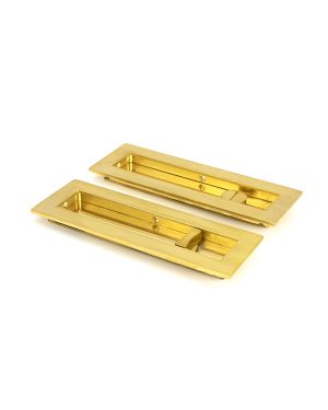 Polished Brass 175mm Plain Rectangular Pull - Privacy Set