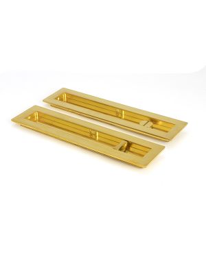 Polished Brass 250mm Plain Rectangular Pull - Privacy Set