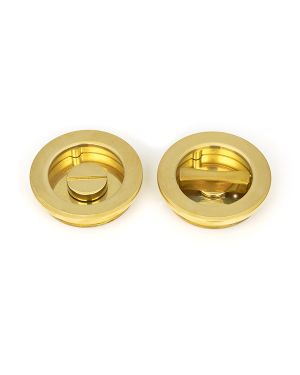 Polished Brass 60mm Plain Round Pull - Privacy Set