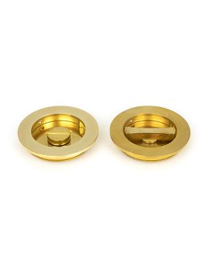 Polished Brass 75mm Plain Round Pull - Privacy Set