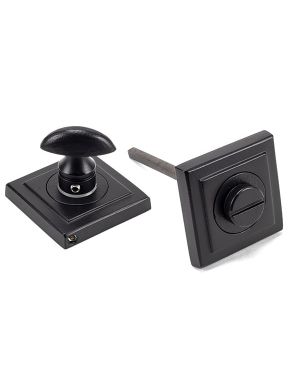 Matt Black Round Thumbturn Set (Square)