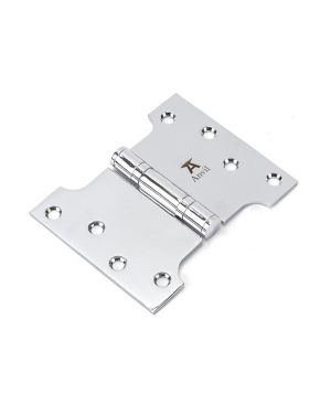 Polished Chrome 4" x 3" x 5"  Parliament Hinge (pair) ss