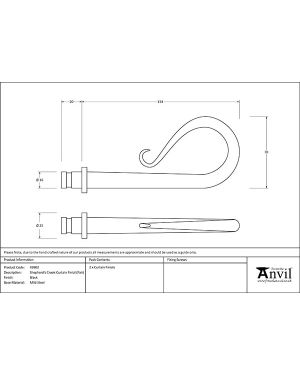 Black Shepherd's Crook Curtain Finial (pair)