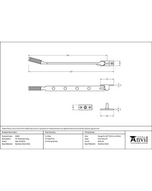 Satin Marine SS (316) 10" Brompton Stay