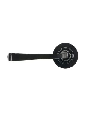 Black Avon Round Lever on Rose Set (Plain) - Unsprung