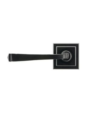 Black Avon Round Lever on Rose Set (Square) - Unsprung