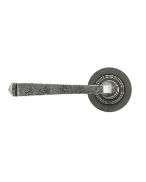 Pewter Avon Round Lever on Rose Set (Plain) - Unsprung
