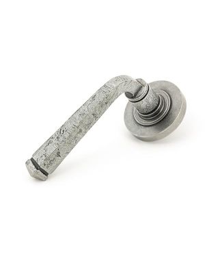 Pewter Avon Round Lever on Rose Set (Plain) - Unsprung