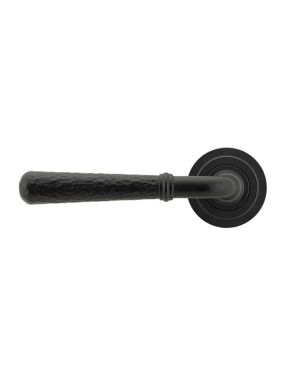Matt Black Hammered Newbury Lever on Rose Set (Art Deco) - Unsprung
