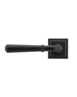 Matt Black Hammered Newbury Lever on Rose Set (Square) - Unsprung