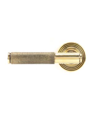 Aged Brass Brompton Lever on Rose Set (Beehive) - Unsprung