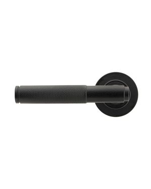 Matt Black Brompton Lever on Rose Set (Plain) - Unsprung