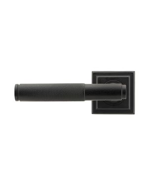 Matt Black Brompton Lever on Rose Set (Square) - Unsprung
