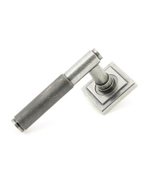 Pewter Brompton Lever on Rose Set (Square) - Unsprung
