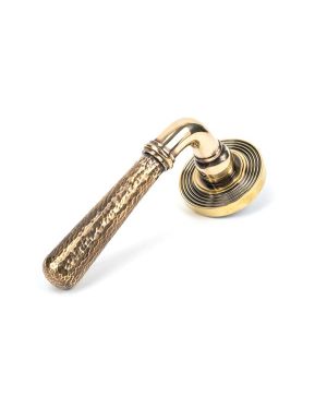Aged Brass Hammered Newbury Lever on Rose Set (Beehive) - Unsprung