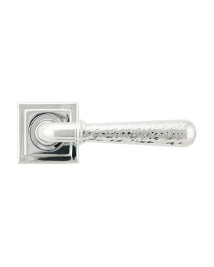Polished Chrome Hammered Newbury Lever on Rose Set (Square) - Unsprung